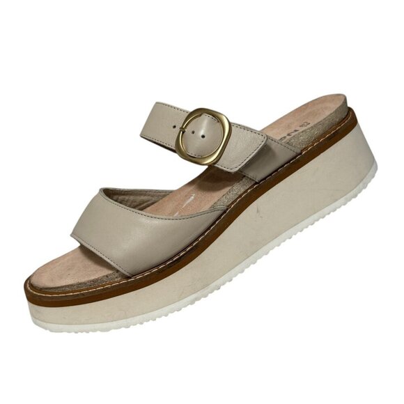 Naot Halvah Platform Wedge Sandal Womens 41 / 10 Ivory Leather Slide Comfort - Picture 1 of 5